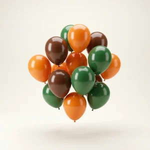 Pacote 75 balões · Laranja, marrom e verde